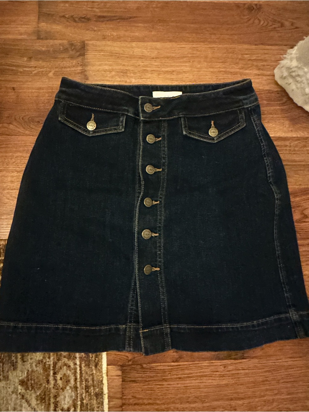 Loft Dark Wash Button-Front Denim Skirt Size 4